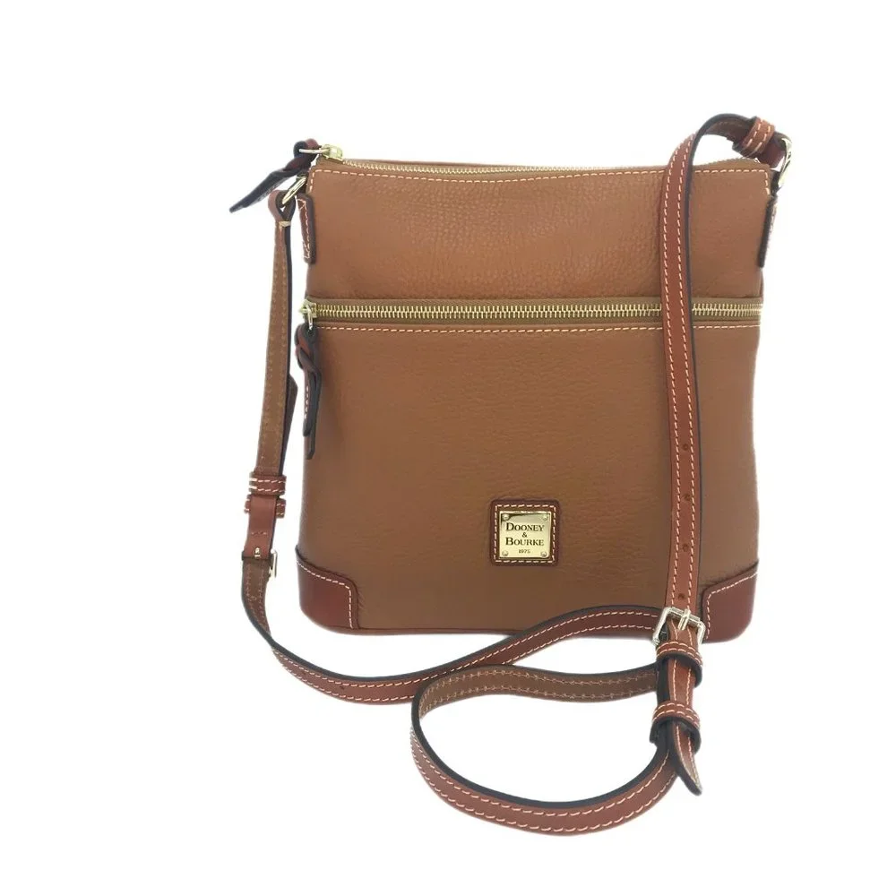 New DOONEY & BOURKE Large Ridley Womens Crossbody Bag Brown Pebbled Leather - Picture 1 of 7